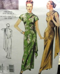 2494 Vogue RETRO 1948 LONG INSET DROP WST DRAPE DRESS PATTERN 6-10 Uncut